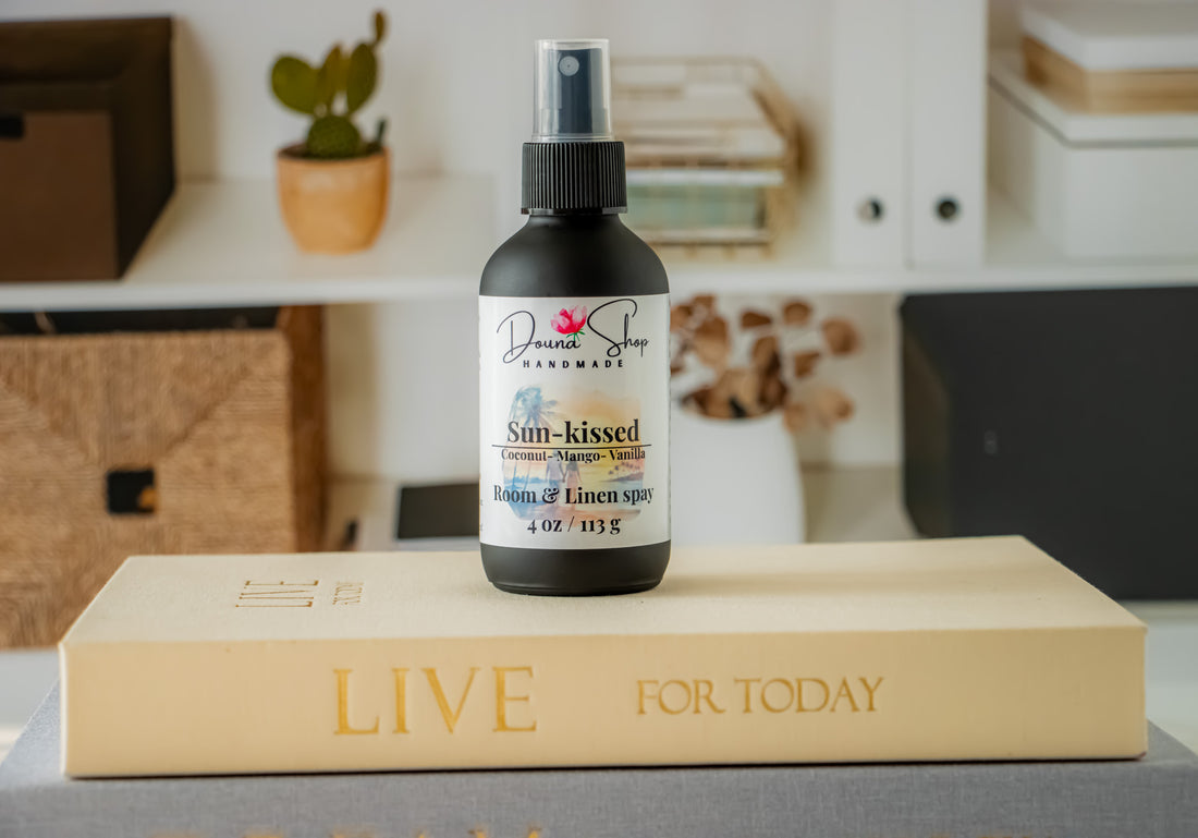 SUN-KISSED 4 oz room + Linen spray, Air Freshener, Fabric Freshener, Home Fragrance, Bathroom Spray, Car Freshener, Non-toxic Spray