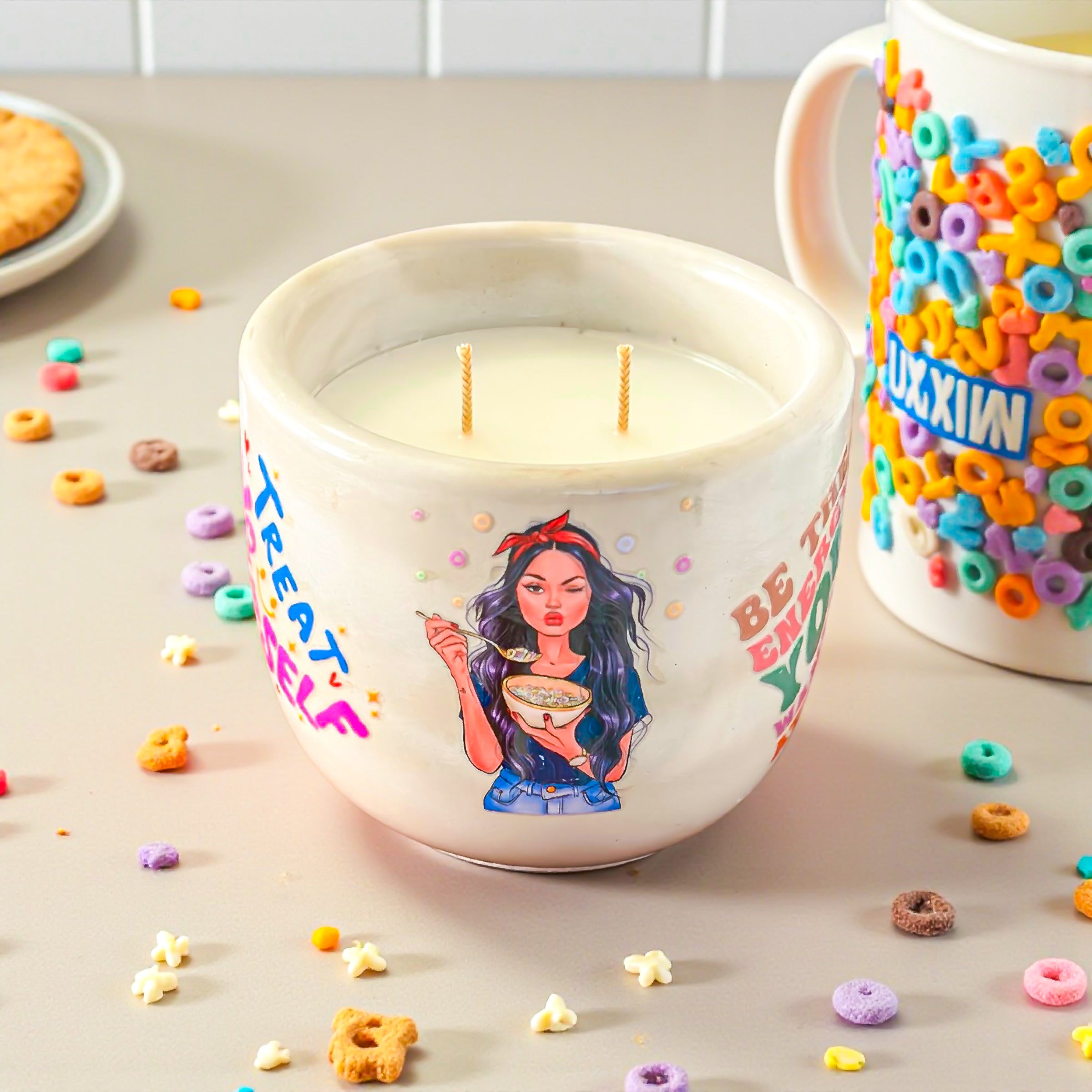 MOOD Candle | Fruit Loops Scented Candle: Playful Concrete Jar Home Fragrance