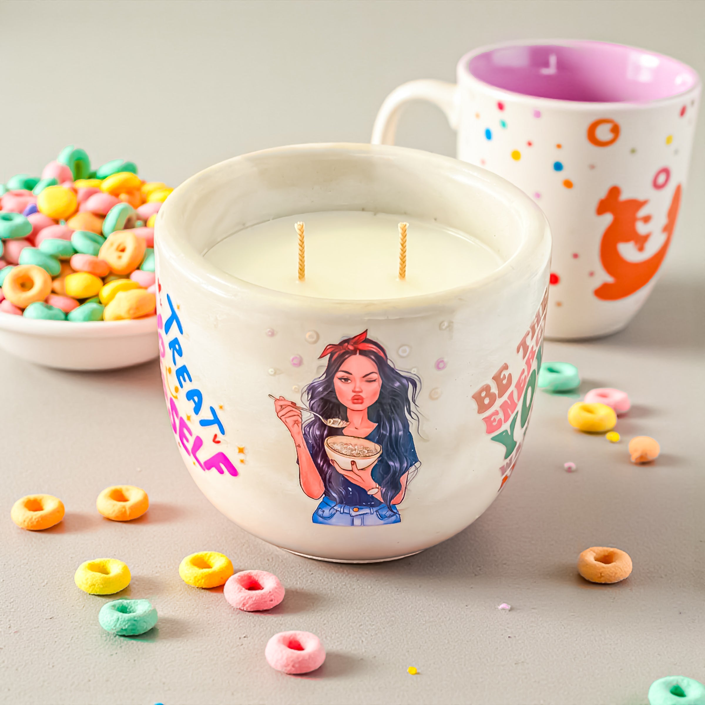 MOOD Candle | Fruit Loops Scented Candle: Playful Concrete Jar Home Fragrance