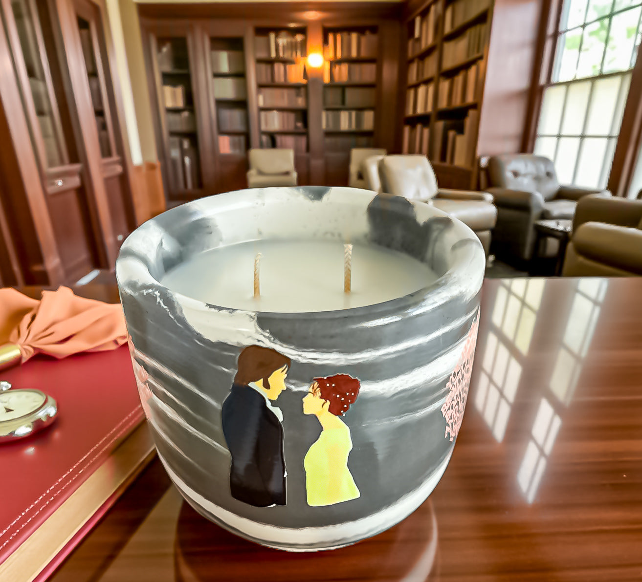 Mr. Darcy Candle: Gardenia Jasmine Scented Vegan Concrete Jar