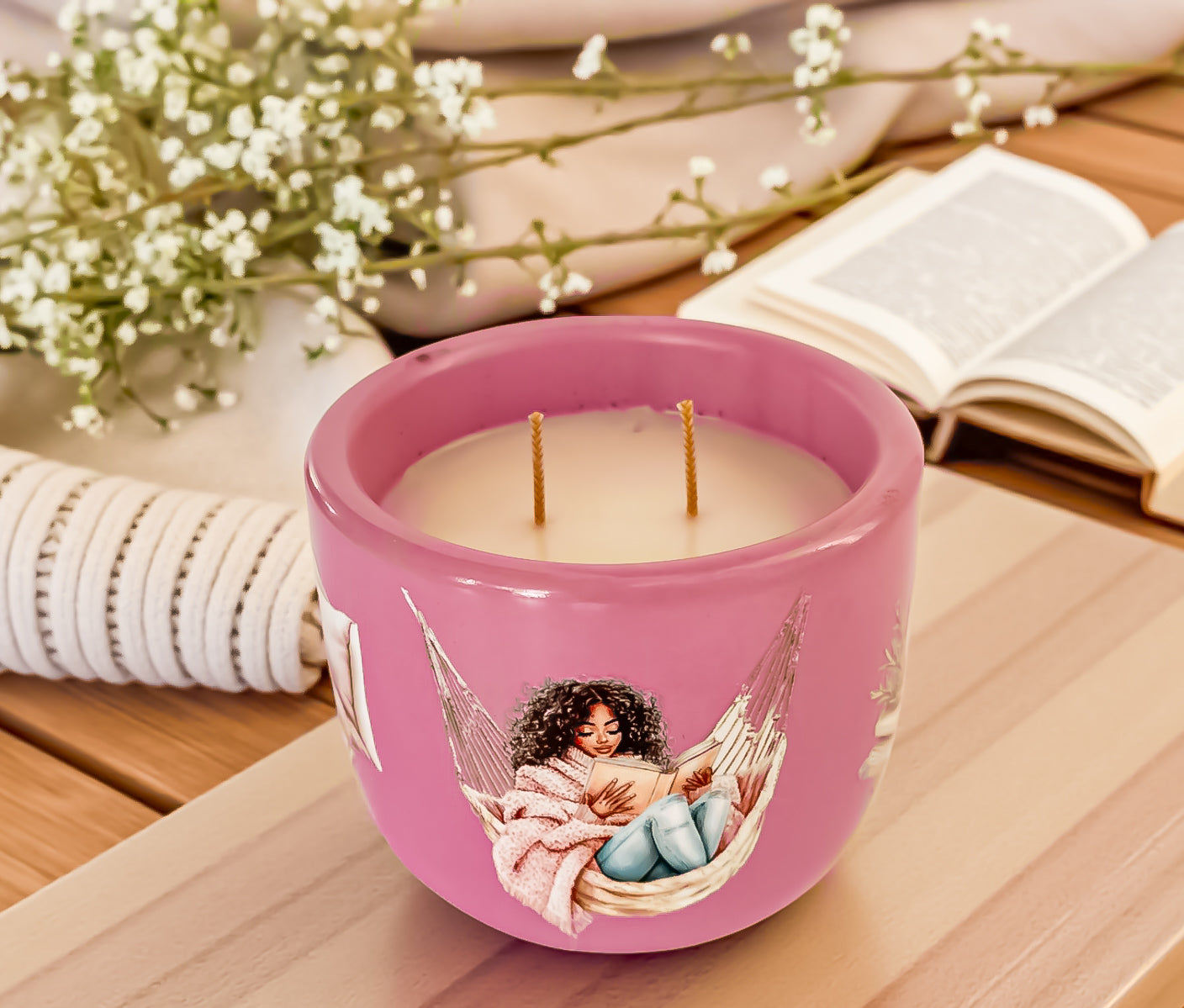 Cozy Day Scented Candle – Tonka, Coconut, Jasmine & Cocoa Butter Blend | Handmade With Coco Apricot Wax | Home Fragrance Gift