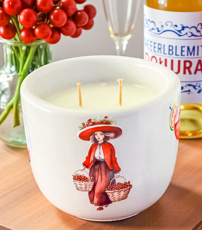 Festive Cranberry Prosecco Candle — Handmade Luxury Candle in Cement Jar, Bright Citrus &amp; Champagne Scent, Clean-Burning, Good for Gifting