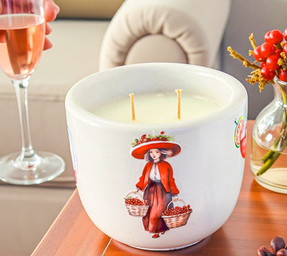 Festive Cranberry Prosecco Candle — Handmade Luxury Candle in Cement Jar, Bright Citrus &amp; Champagne Scent, Clean-Burning, Good for Gifting