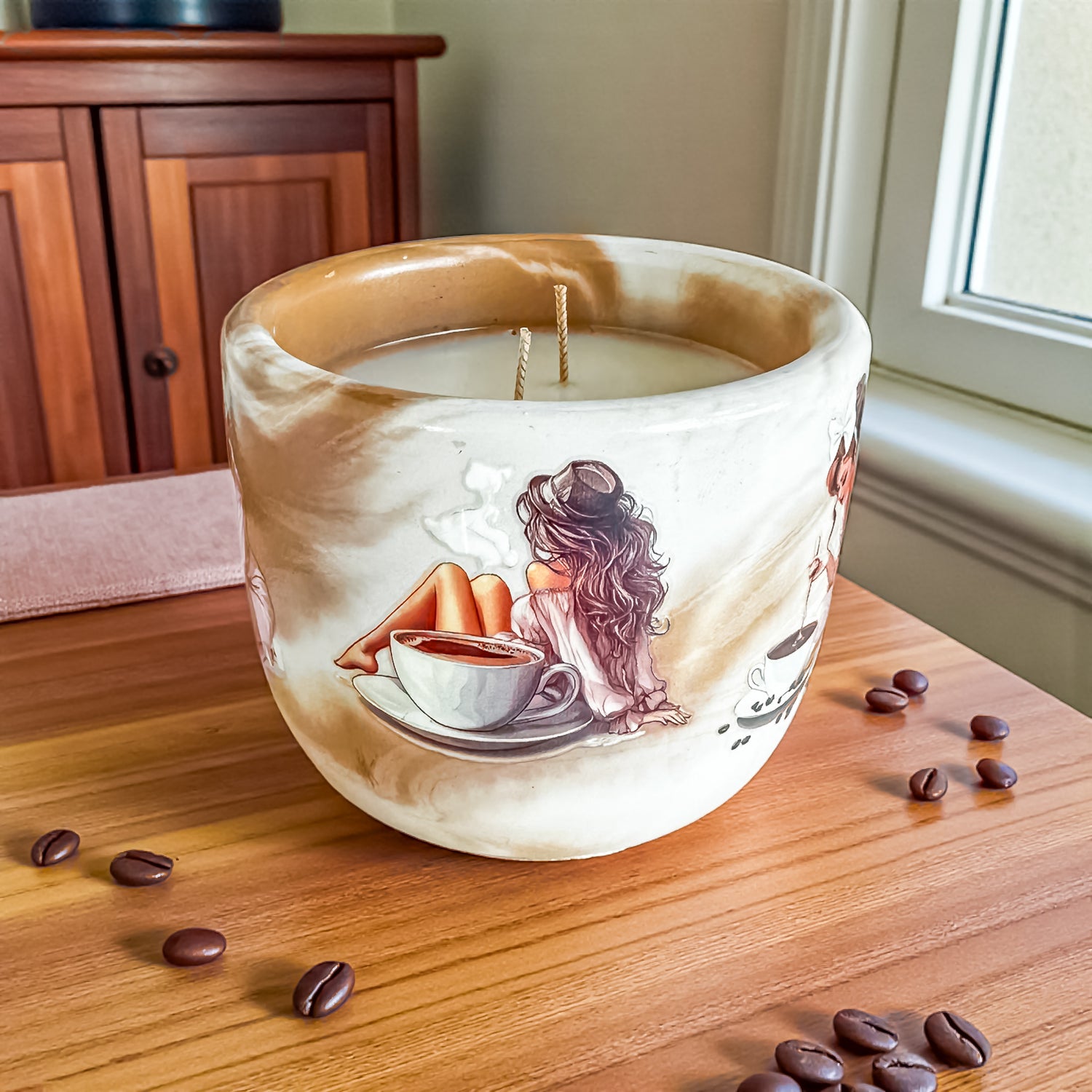 Morning brew Candle | Hazelnut Coffee Scented Candle: Vegan Concrete Jar