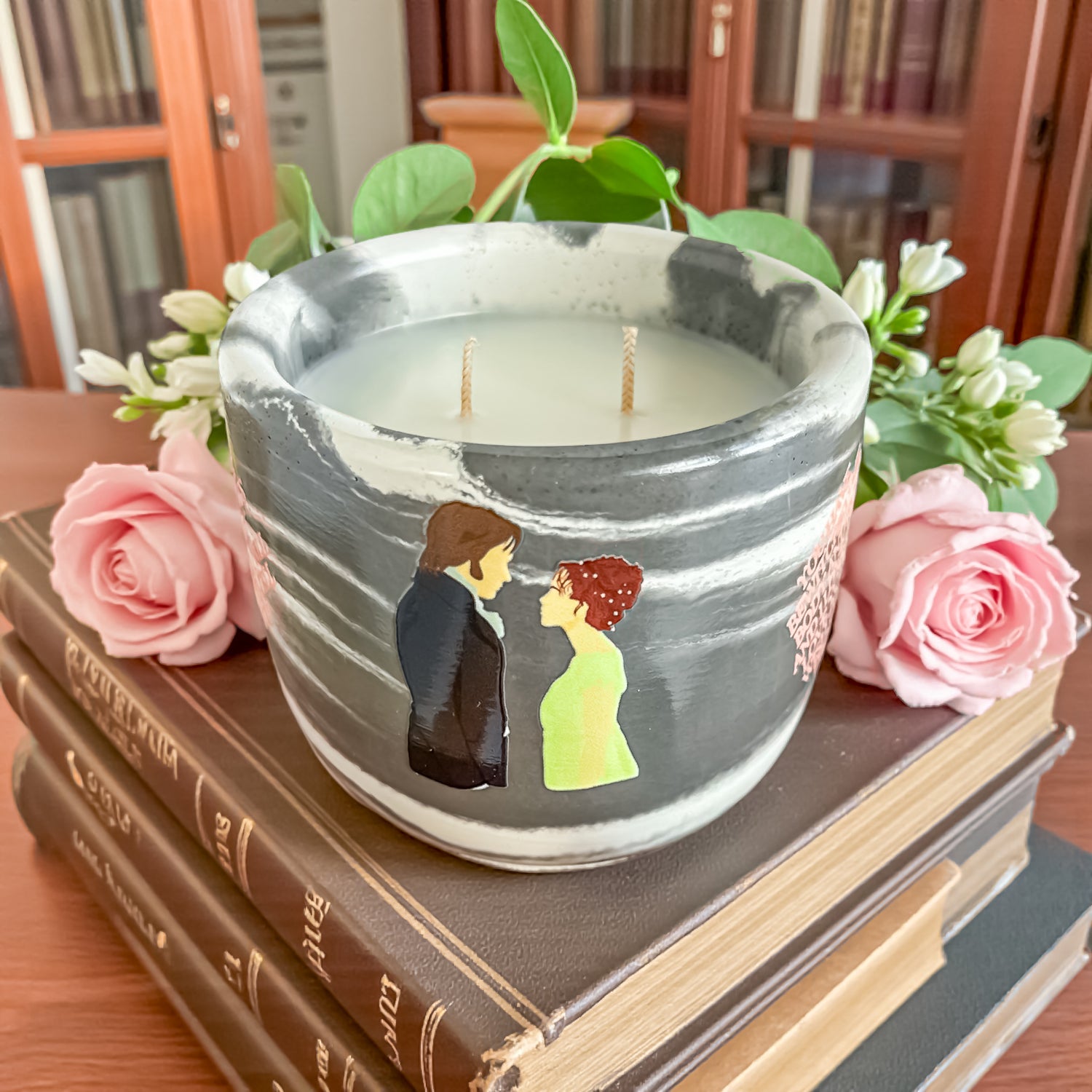 Mr. Darcy Candle: Gardenia Jasmine Scented Vegan Concrete Jar