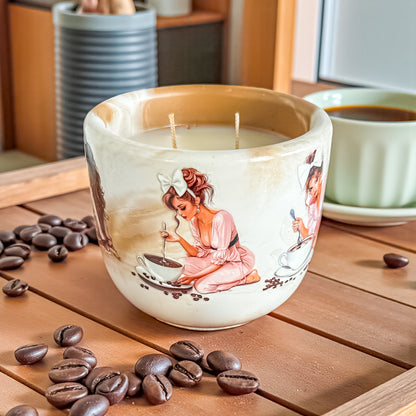 Morning brew Candle | Hazelnut Coffee Scented Candle: Vegan Concrete Jar