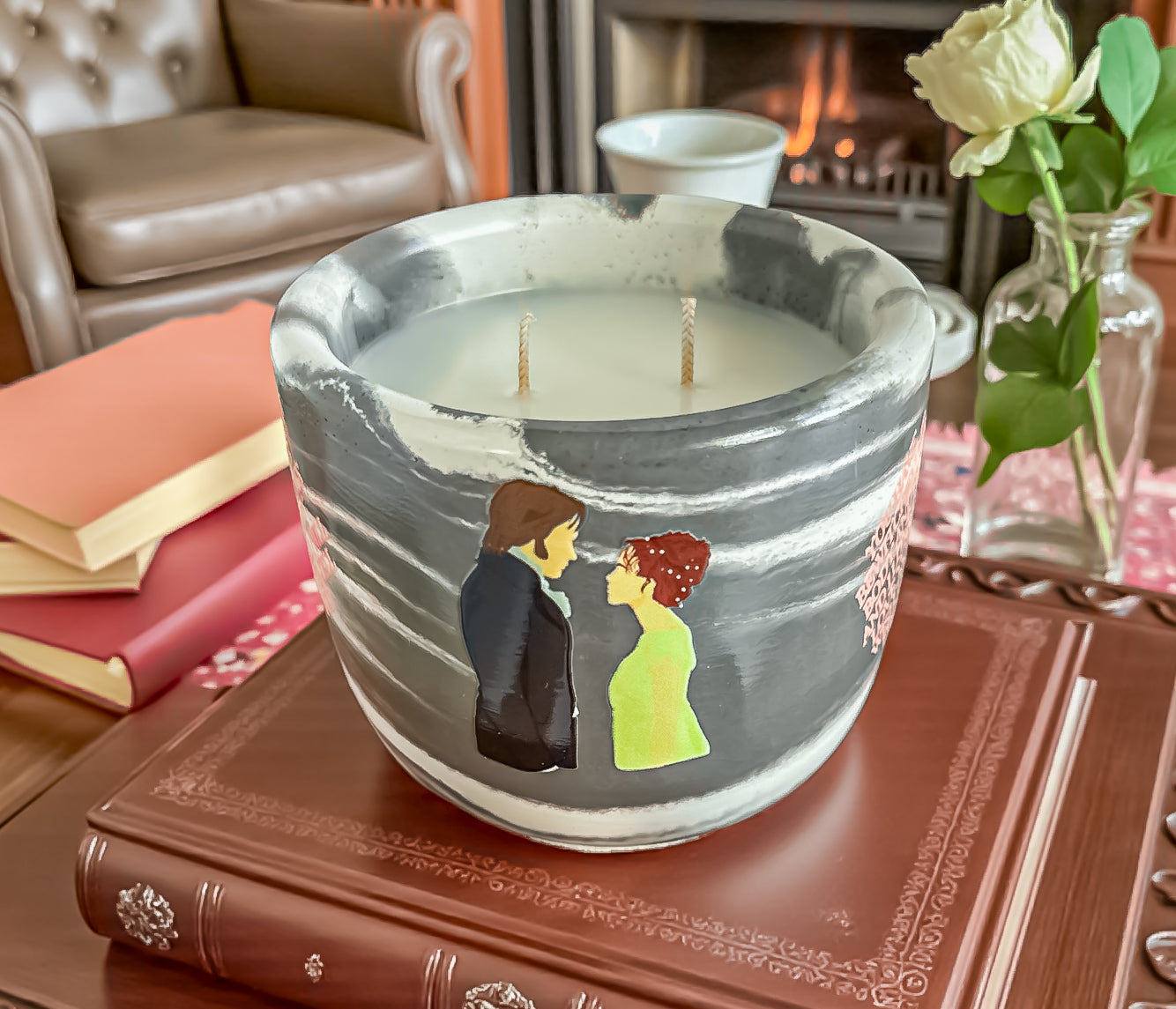 Mr. Darcy Candle: Gardenia Jasmine Scented Vegan Concrete Jar