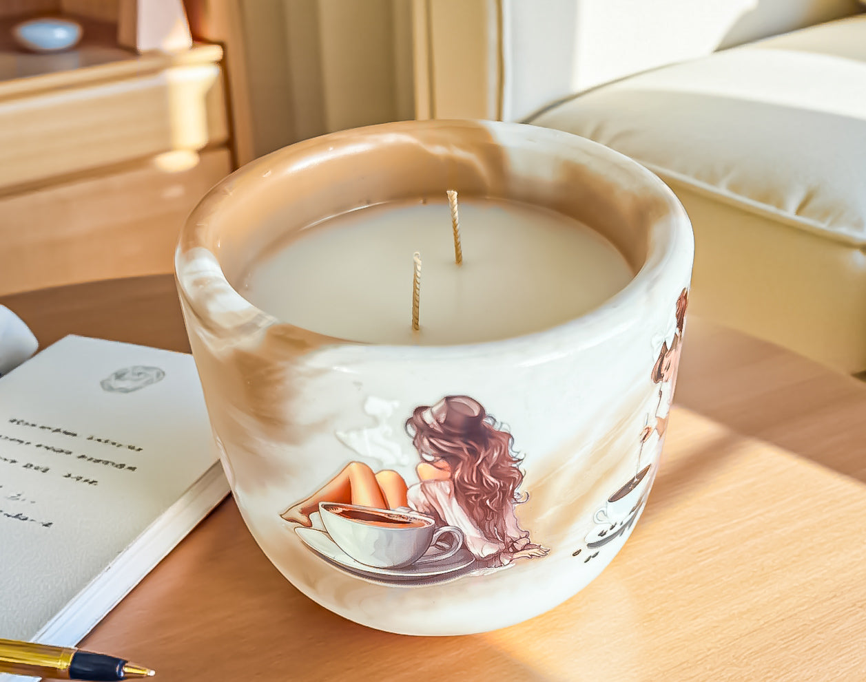 Morning brew Candle | Hazelnut Coffee Scented Candle: Vegan Concrete Jar