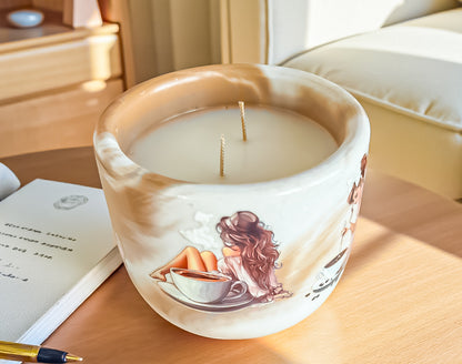 Morning brew Candle | Hazelnut Coffee Scented Candle: Vegan Concrete Jar