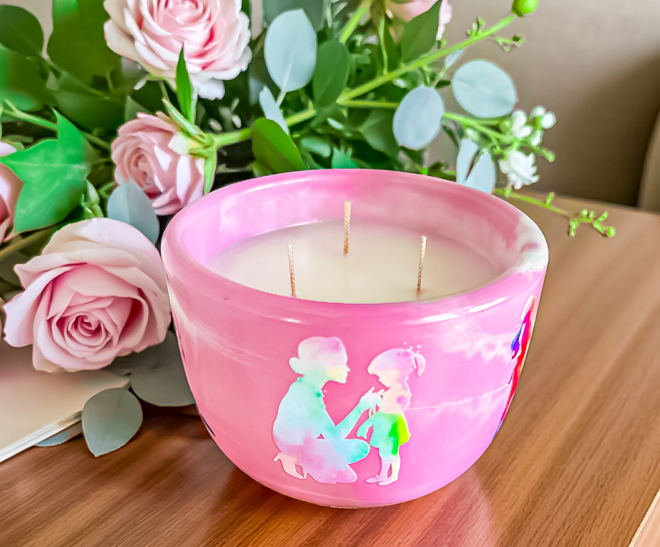 A Mother’s Love Candle | Handmade Floral Candle | Coco Apricot Wax | Jasmine, Rose &amp; Plum | Non-Toxic | Mother’s Day Gift