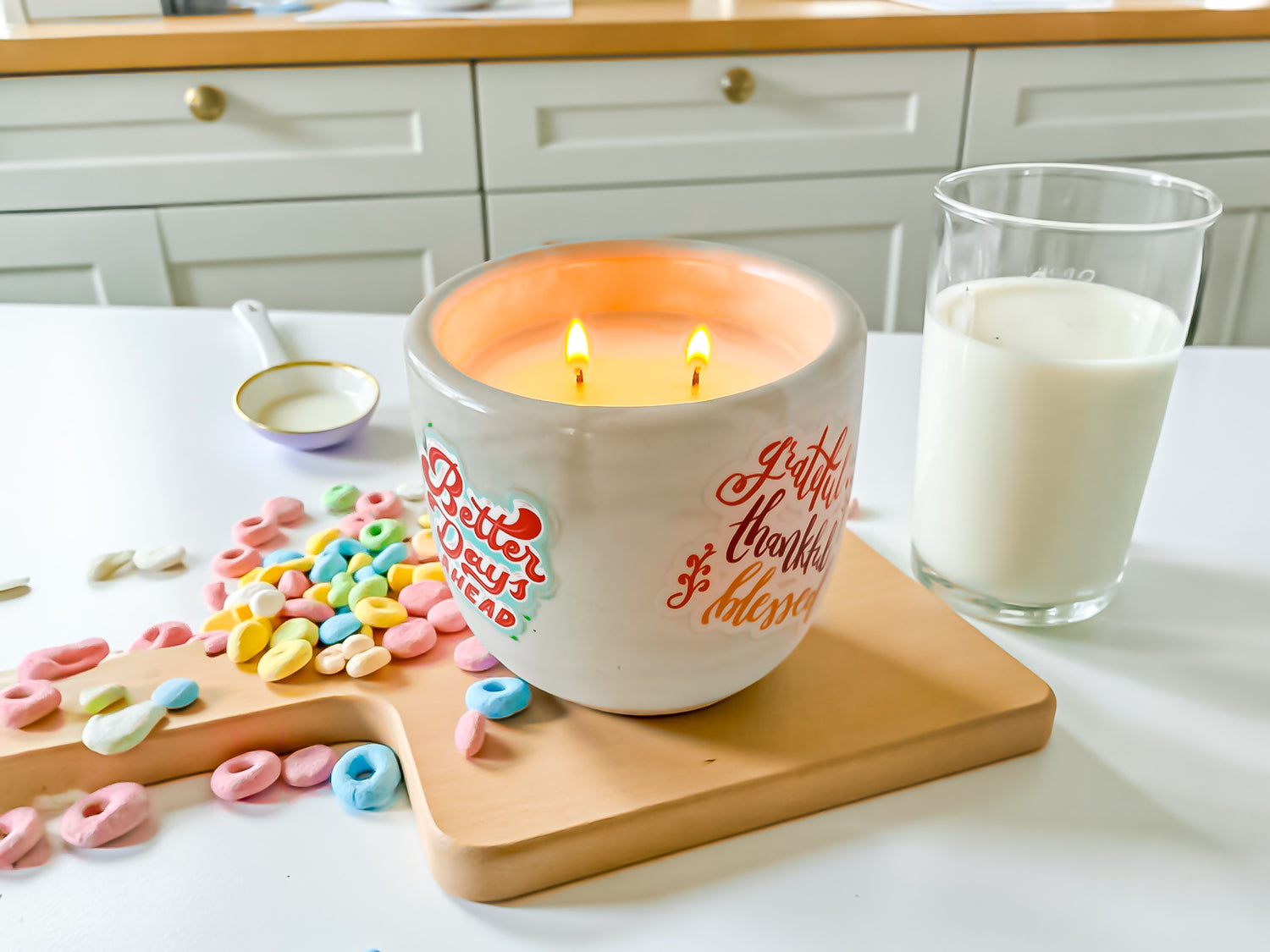 MOOD Candle | Fruit Loops Scented Candle: Playful Concrete Jar Home Fragrance