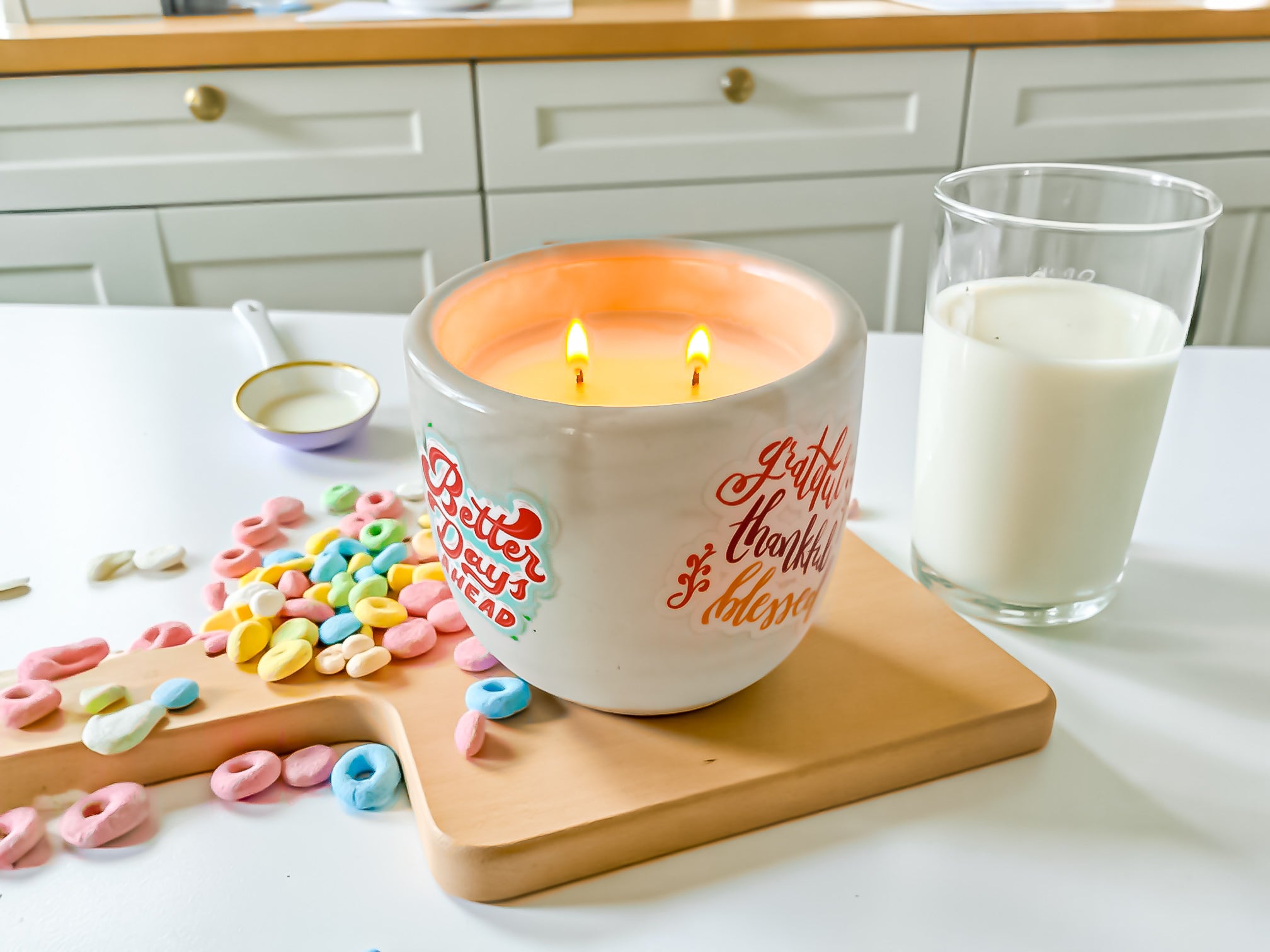 MOOD Candle | Fruit Loops Scented Candle: Playful Concrete Jar Home Fragrance