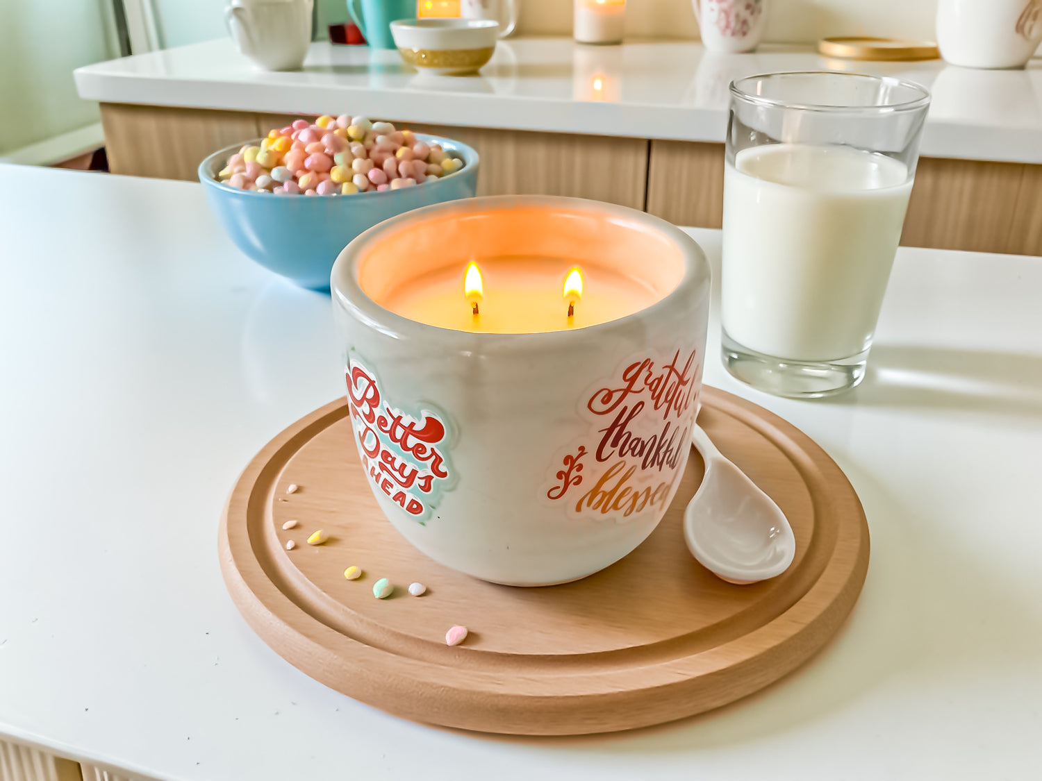MOOD Candle | Fruit Loops Scented Candle: Playful Concrete Jar Home Fragrance